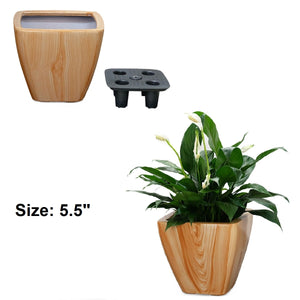 English Elm 2-Pack Stylish Self-Watering Planters - Light Wood Square Cone Design For Healthy Indoor & Outdoor Plants B046P144623