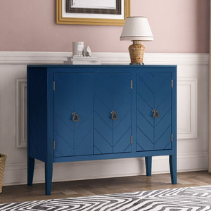 English Elm U_style Retro Sideboard with Pinewood Legs Adjustable Shelf and Metal Handles N711P261460C