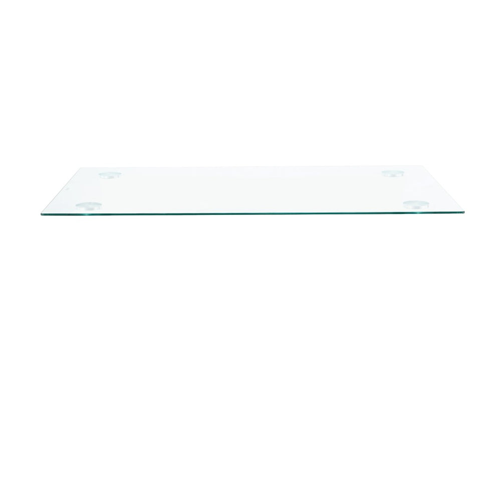 English Elm Modern Tempered Glass Rectangular Tabletop Minimalist Surface for Dining and Office W210112651