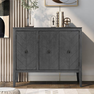 English Elm U_style Retro Sideboard with Pinewood Legs Adjustable Shelf and Metal Handles N711P261460E