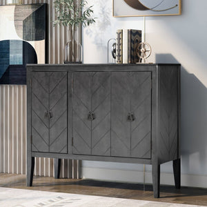 English Elm U_style Retro Sideboard with Pinewood Legs Adjustable Shelf and Metal Handles N711P261460E
