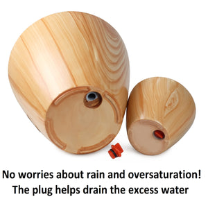 English Elm 2-Pack 10 in. Light Wood Plastic Self-watering Planter Pot with Smart Reservoir, Handcrafted Finish Light Brown B046P144618