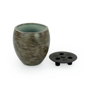 English Elm Smart Self-watering Round Planter Pot with Hand-painted Finish, Breathable Clay, Durable Design Gray Wash B046P144626