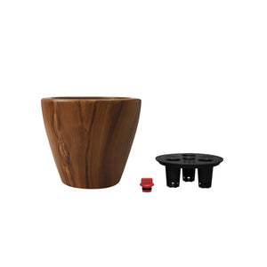 English Elm 2-Pack 10 in. Light Wood Plastic Self-watering Planter Pot with Smart Reservoir, Handcrafted Finish Dark Brown B046P144619