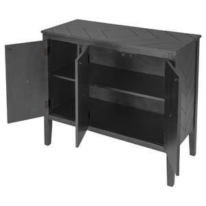English Elm U_style Retro Sideboard with Pinewood Legs Adjustable Shelf and Metal Handles N711P261460E