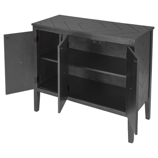 English Elm U_style Retro Sideboard with Pinewood Legs Adjustable Shelf and Metal Handles N711P261460E