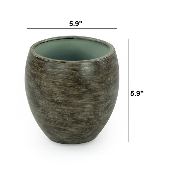 English Elm Smart Self-watering Round Planter Pot with Hand-painted Finish, Breathable Clay, Durable Design Gray Wash B046P144626