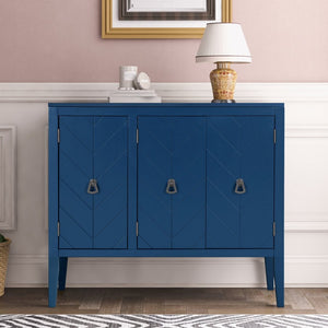 English Elm U_style Retro Sideboard with Pinewood Legs Adjustable Shelf and Metal Handles N711P261460C