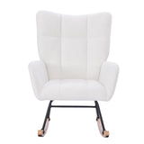 Hearth and Haven Teddy Upholstered Nursery Rocking Chair For Living Room Bedroom(White Teddy) W490130384 W490130384