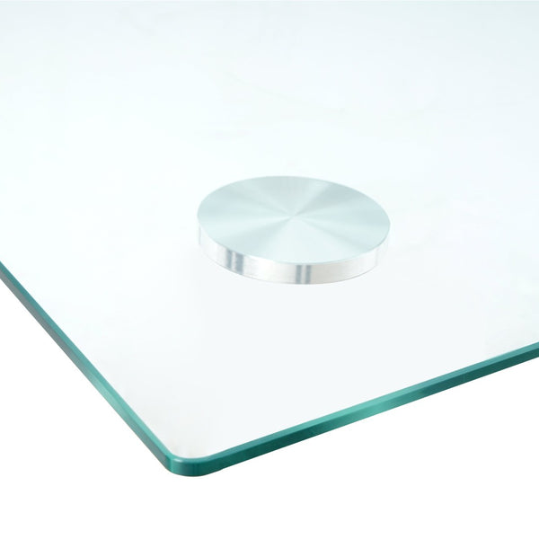 English Elm Modern Tempered Glass Rectangular Tabletop Minimalist Surface for Dining and Office W210112651