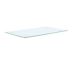 English Elm Modern Tempered Glass Rectangular Tabletop Minimalist Surface for Dining and Office W210112651