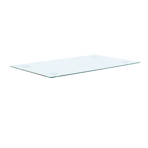 English Elm Modern Tempered Glass Rectangular Tabletop Minimalist Surface for Dining and Office W210112651