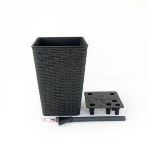 English Elm 2-Pack Elegant Self-Watering Square Planters - Hand-Woven Wicker Design For Indoor & Outdoor Use B046P144629