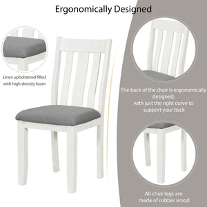 English Elm Trexm Retro Farmhouse Extendable Dining Set Seats Eight Linen Chairs Rubberwood Antique Brown ST000045AAD