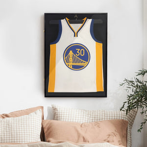 English Elm Jersey Display Case Solid Pine Frame Wall Mount with Plush Lining for Sports Collectibles W2181P145314