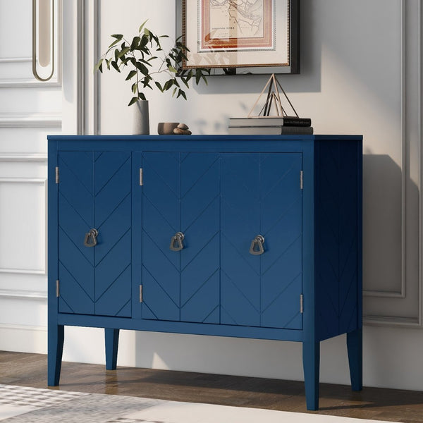English Elm U_style Retro Sideboard with Pinewood Legs Adjustable Shelf and Metal Handles N711P261460C