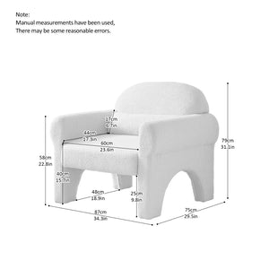 English Elm boucle Accent Chair Curved Silhouette with Lumbar Pillow for Modern Living W848141060