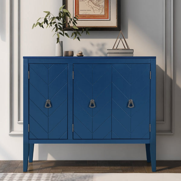 English Elm U_style Retro Sideboard with Pinewood Legs Adjustable Shelf and Metal Handles N711P261460C