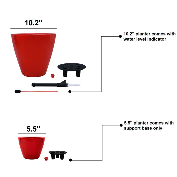 English Elm 2-Pack Stylish Self-Watering Planters – Eco-Friendly Red Cone Pots For Indoor & Outdoor Use B046P144621