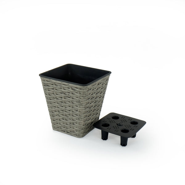 English Elm 2-Pack Stylish Self-Watering Gray Wicker Planters - Eco-Friendly, Hand-Woven For Indoor & Outdoor Use B046P144628