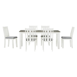 English Elm Trexm Retro Farmhouse Extendable Dining Set Seats Eight Linen Chairs Rubberwood Antique Brown ST000045AAD