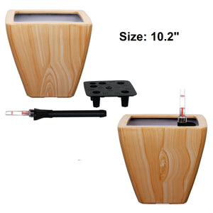 English Elm 2-Pack Stylish Self-Watering Planters - Light Wood Square Cone Design For Healthy Indoor & Outdoor Plants B046P144623