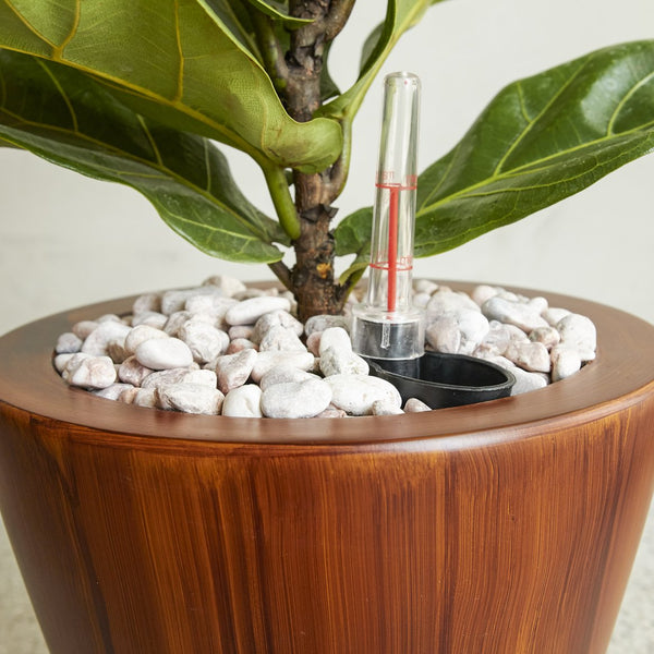 English Elm 2-Pack 10 in. Light Wood Plastic Self-watering Planter Pot with Smart Reservoir, Handcrafted Finish Dark Brown B046P144619