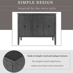 English Elm U_style Retro Sideboard with Pinewood Legs Adjustable Shelf and Metal Handles N711P261460E