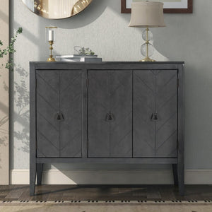 English Elm U_style Retro Sideboard with Pinewood Legs Adjustable Shelf and Metal Handles N711P261460E