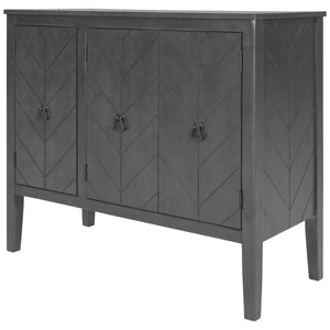 English Elm U_style Retro Sideboard with Pinewood Legs Adjustable Shelf and Metal Handles N711P261460E