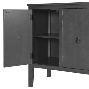 English Elm U_style Retro Sideboard with Pinewood Legs Adjustable Shelf and Metal Handles N711P261460E