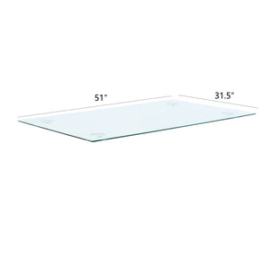 English Elm Modern Tempered Glass Rectangular Tabletop Minimalist Surface for Dining and Office W210112651