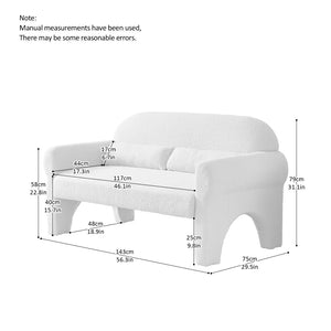 English Elm boucle Weave Loveseat Solid Wood Frame Compact Two Seat Sofa Modern Living Room W848S00020
