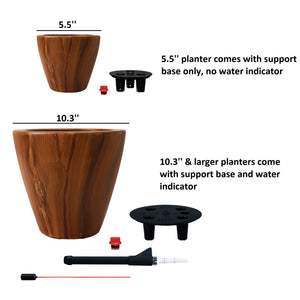 English Elm 2-Pack 10 in. Light Wood Plastic Self-watering Planter Pot with Smart Reservoir, Handcrafted Finish Dark Brown B046P144619