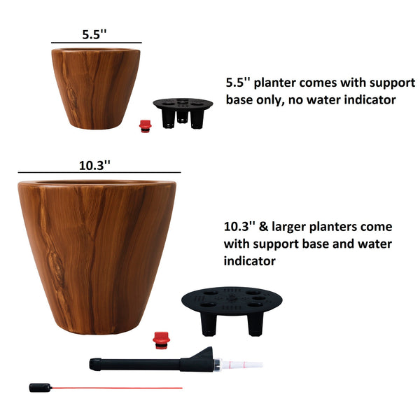 English Elm 2-Pack 10 in. Light Wood Plastic Self-watering Planter Pot with Smart Reservoir, Handcrafted Finish Dark Brown B046P144619