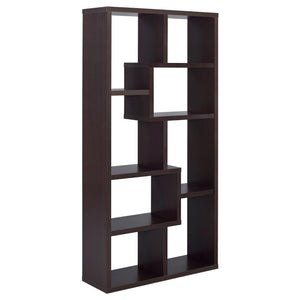 English Elm 8-shelf Geometric Bookcase with 8 Tier Display Shelves for Tall Storage, Modern Artful Home Accent Cappuccino B062P145423