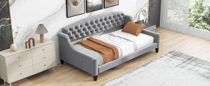 English Elm Modern Luxury Tufted Button Daybed In Gray - Elegant Twin Size With Plush Upholstery & Sturdy Design GX001008AAE