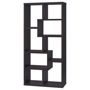English Elm 8-shelf Geometric Bookcase with 8 Tier Display Shelves for Tall Storage, Modern Artful Home Accent Cappuccino B062P145423