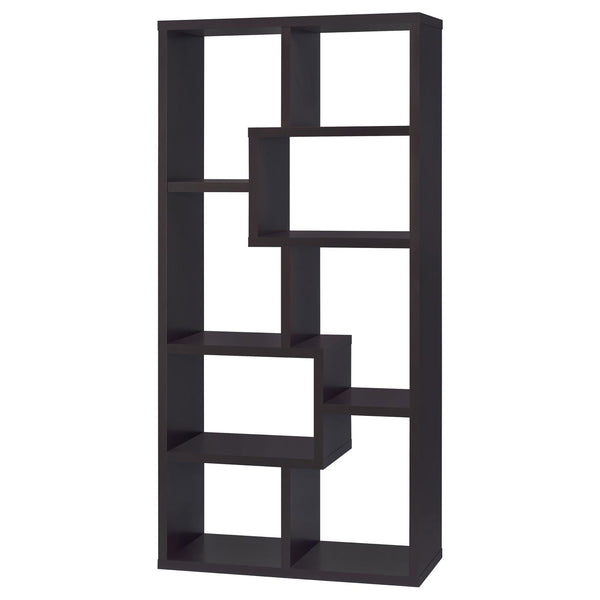 English Elm 8-shelf Geometric Bookcase with 8 Tier Display Shelves for Tall Storage, Modern Artful Home Accent Cappuccino B062P145423