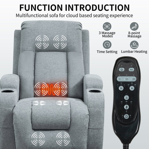 English Elm Infinite Position Power Lift Recliner with Massage Heating and Usb for Elderly Comfort W1803S00030