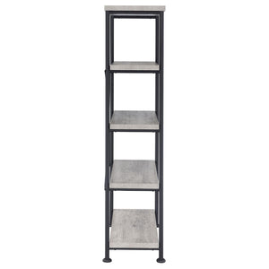 English Elm Grey Grey Driftwood 4-Shelf Bookcase Industrial Wood and Metal Bookshelf 63" Tall Rustic Storage Shelf B062P145557