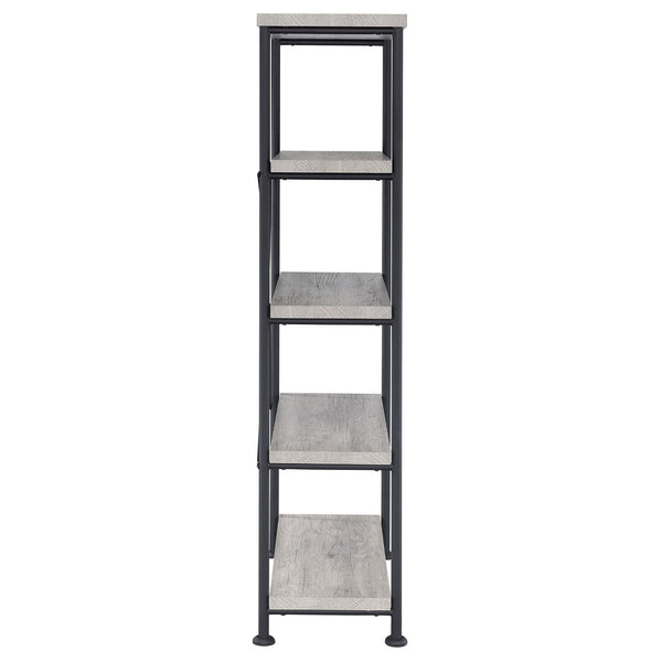 English Elm Grey Grey Driftwood 4-Shelf Bookcase Industrial Wood and Metal Bookshelf 63" Tall Rustic Storage Shelf B062P145557