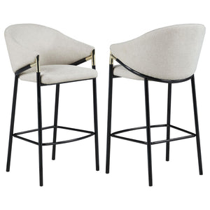 English Elm Beige and Glossy Black Sloped Arm Bar Stools (Set Of 2)