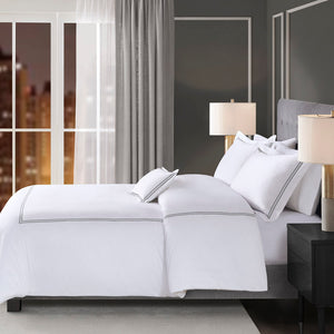English Elm Full/Queen Luxury 500TC Cotton Sateen Embroidered Comforter Set with Zipper Duvet & Corner Ties Grey+White 12.99 L x 17.52 W x 12.99 H B035129279