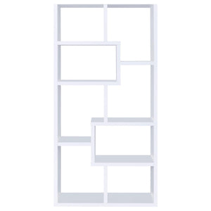 English Elm 8-shelf Geometric Bookcase with 8 Tier Display Shelves for Tall Storage, Modern Artful Home Accent White B062P145424