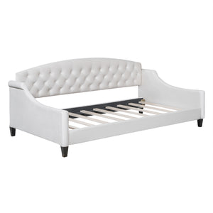 English Elm Modern Luxury Tufted Button Daybed In Beige Velvet - Stylish Twin Sleeper For Chic Spaces & Comfort GX001008AAA-1