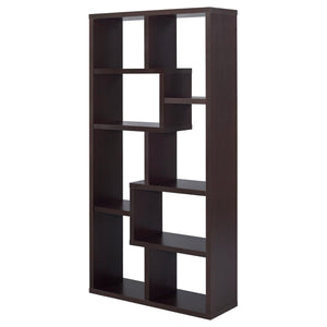 English Elm 8-shelf Geometric Bookcase with 8 Tier Display Shelves for Tall Storage, Modern Artful Home Accent Cappuccino B062P145423
