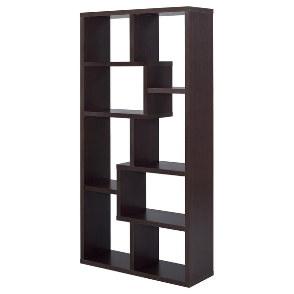 English Elm 8-shelf Geometric Bookcase with 8 Tier Display Shelves for Tall Storage, Modern Artful Home Accent Cappuccino B062P145423