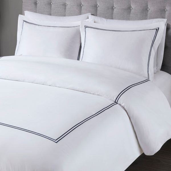 English Elm King/Cal Luxurious 500TC Cotton Sateen Embroidered Comforter Set with Removable Duvet & OEKO-TEX Safety White+Navy 14.96 L x 17.52 W x 14.96 H B035129283