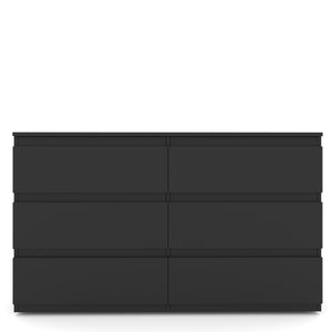 English Elm 6 Drawer Double Dresser with Mirror, Waterproof Scratch & Stain Resistant Finish for Stylish Storage Black W2282S00002